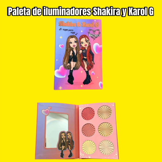 Rubor y iluminador paleta