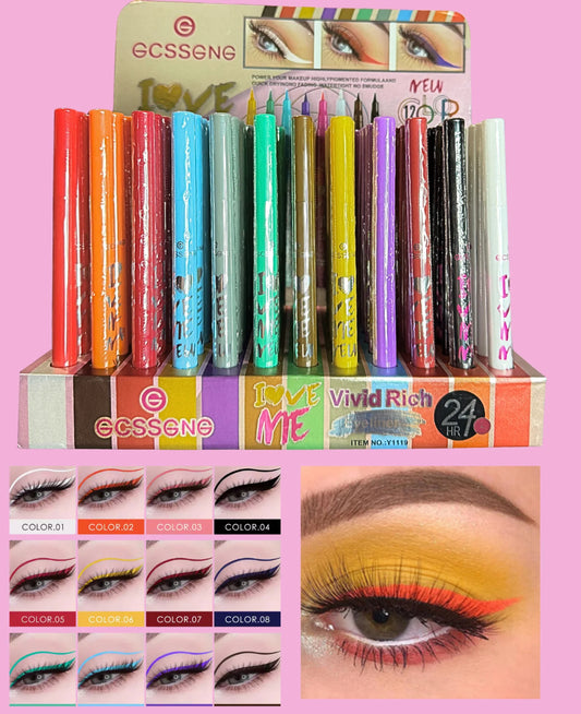 Delineador a prueba de agua 12 colores por $10